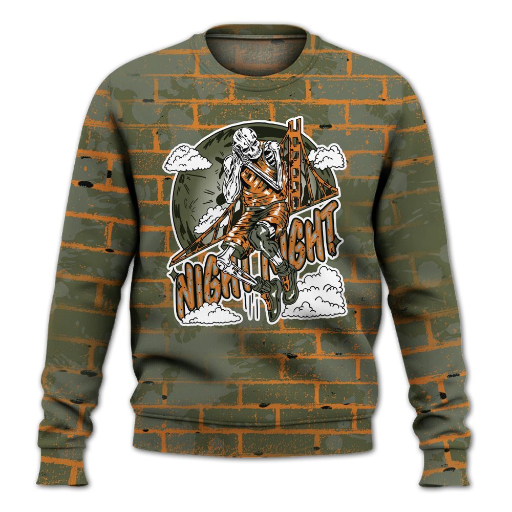 Sweatshirt To Match Olive 5s - Seeya Skeleton Brick All Over Print