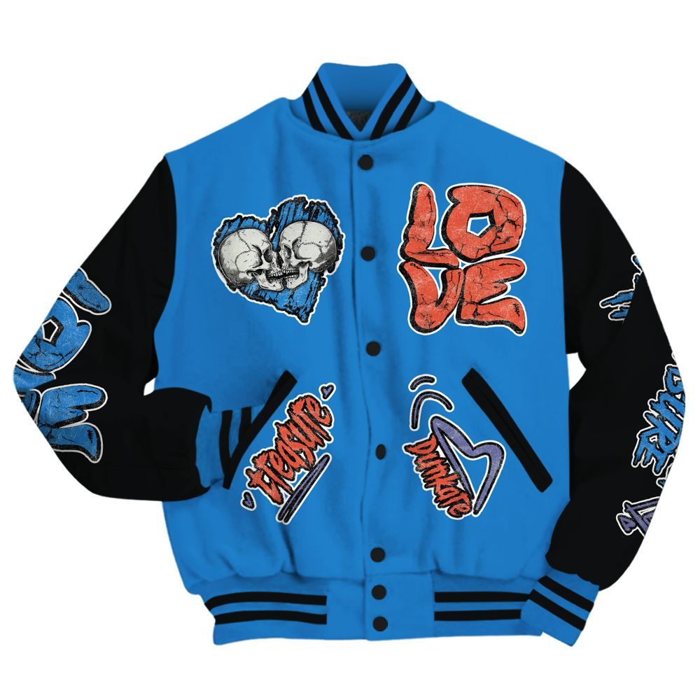 Varsity Jacket To Match Hi-Res Blue 700s - Skull Bear All Over Print