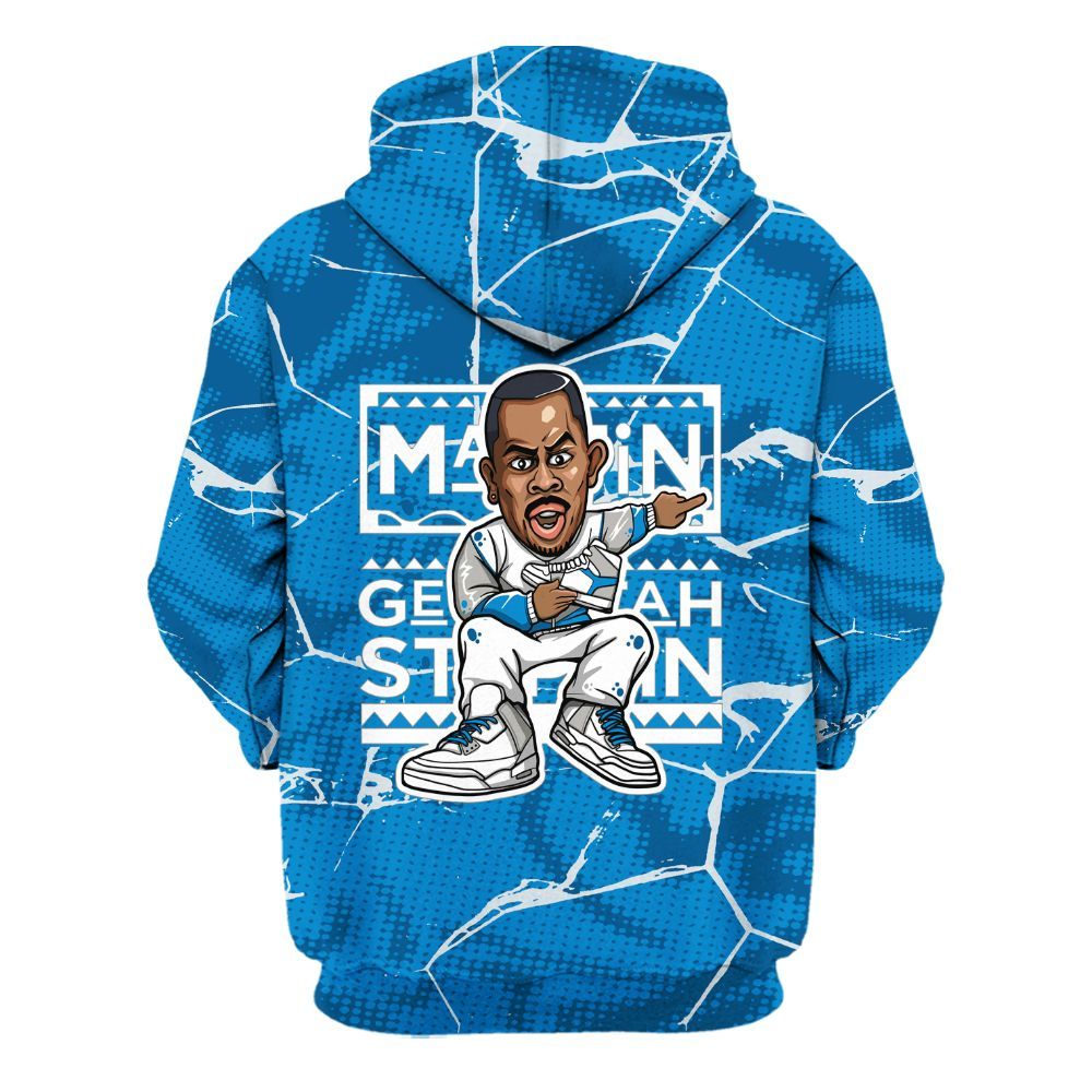 Hoodie To Match Military Blue 4s - Get Tag Sneakers Steppin' Graphic Crack All Over Print