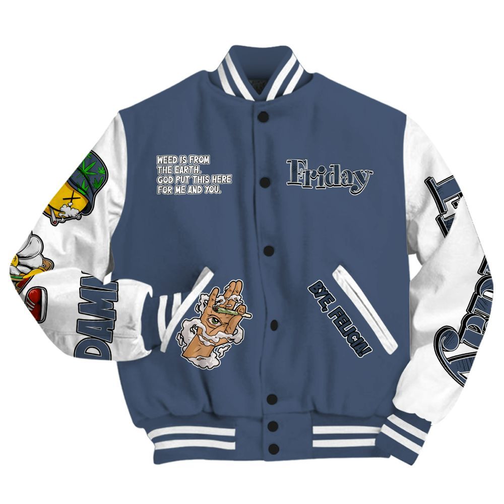 Varsity Jacket To Match Low Diffused Blue 11s - Friday Sneaker Stress Style All Over Print