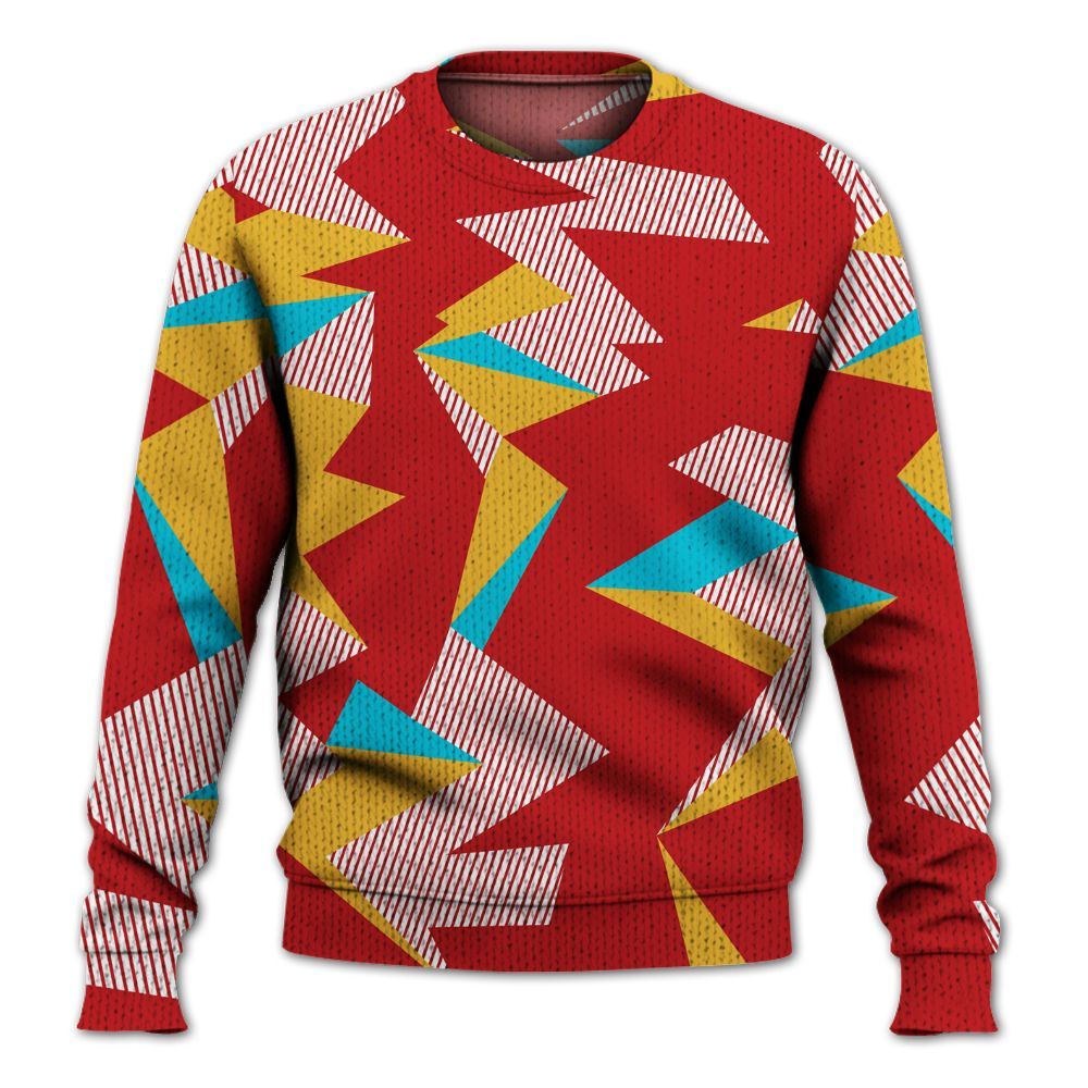 Knitted Sweater To Match Dunk Low Fruity Pebbles - Geometric Camouflage Pattern