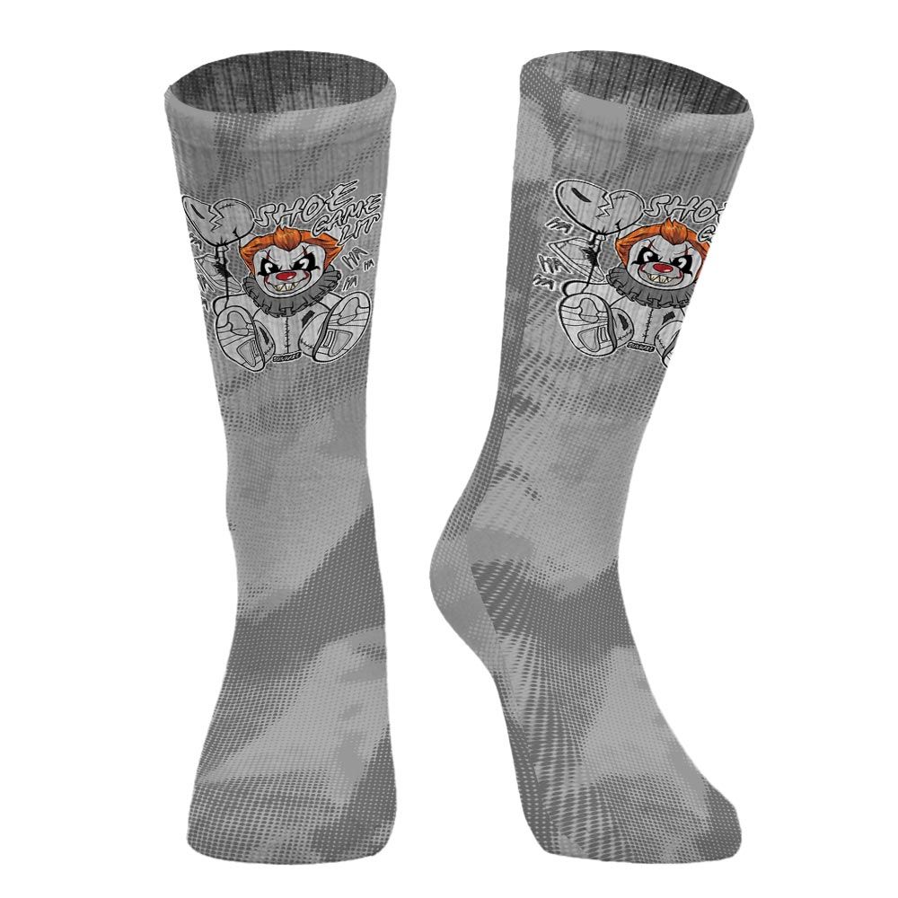 Sock To Match Black Wolf Grey 12s - Shoe Game Bear Halloween Abstract Halftone