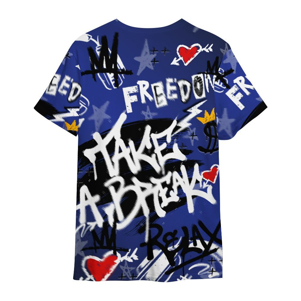 Shirt To Match Air Max Plus Black Racer Blue - Take Break Freedom Graffiti Streetwear All Over Print