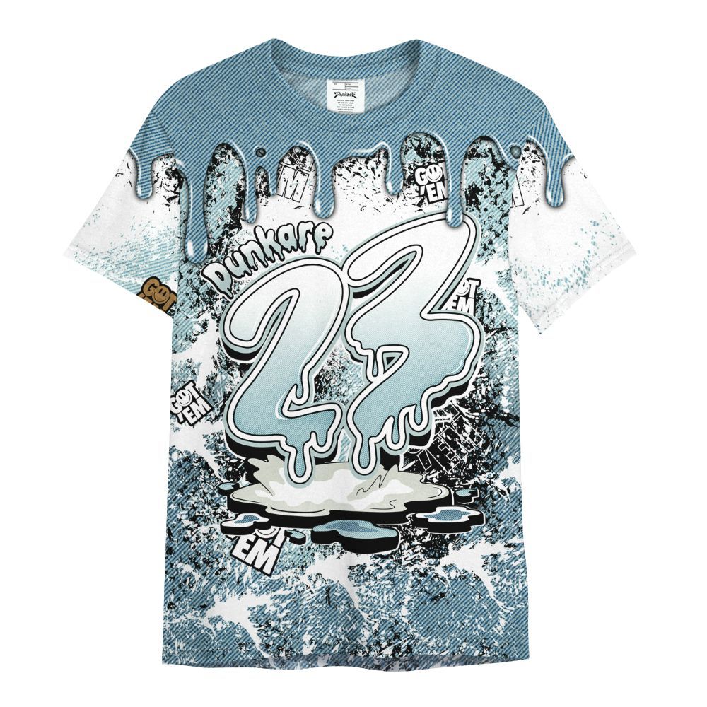 Shirt To Match Denim Worn Blue 2025 4s - Dripping 23 Drip All Over Print