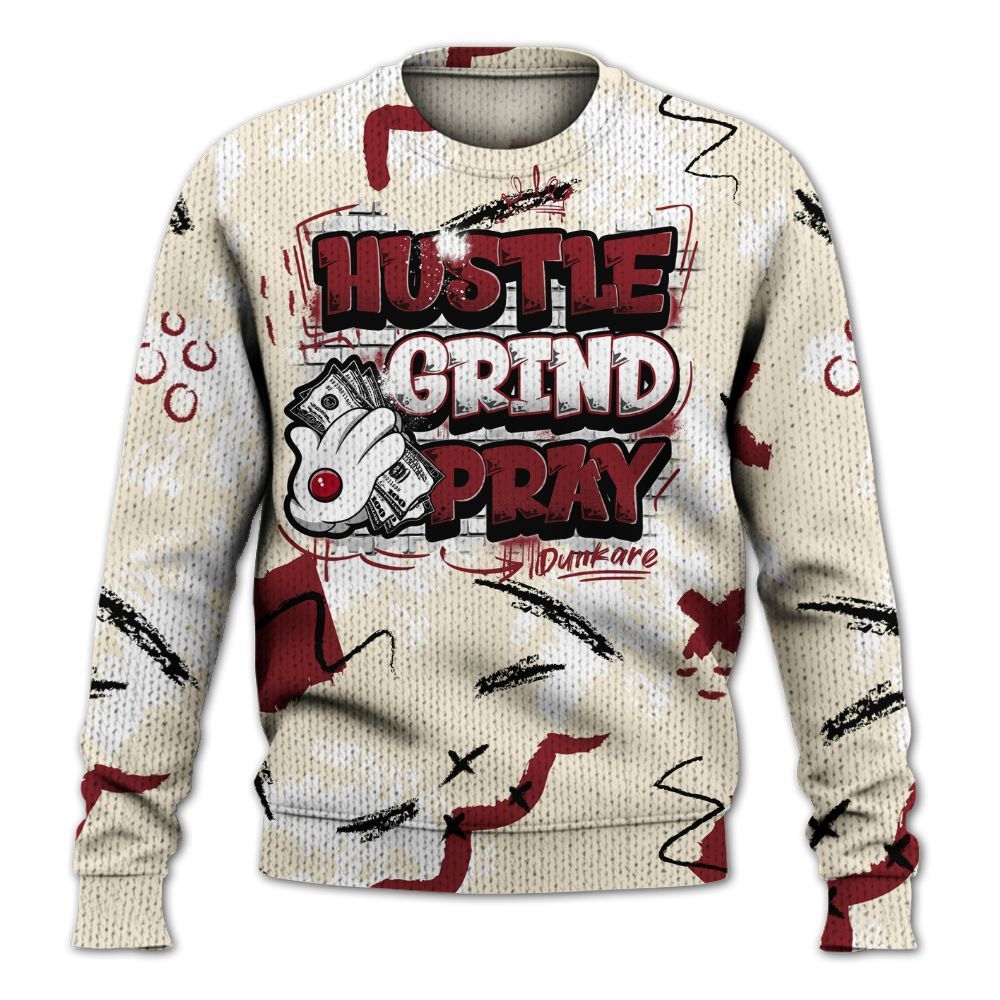 Sweater To Match Valentine's Day 2026 4s - Hustle Grind Pray Graphic Street Style Graphic