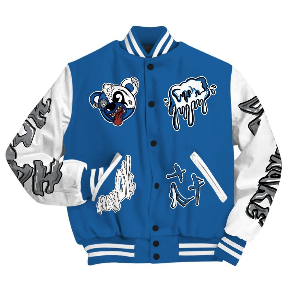Varsity Jacket To Match French Blue 13s - Havok Bear All Over Print