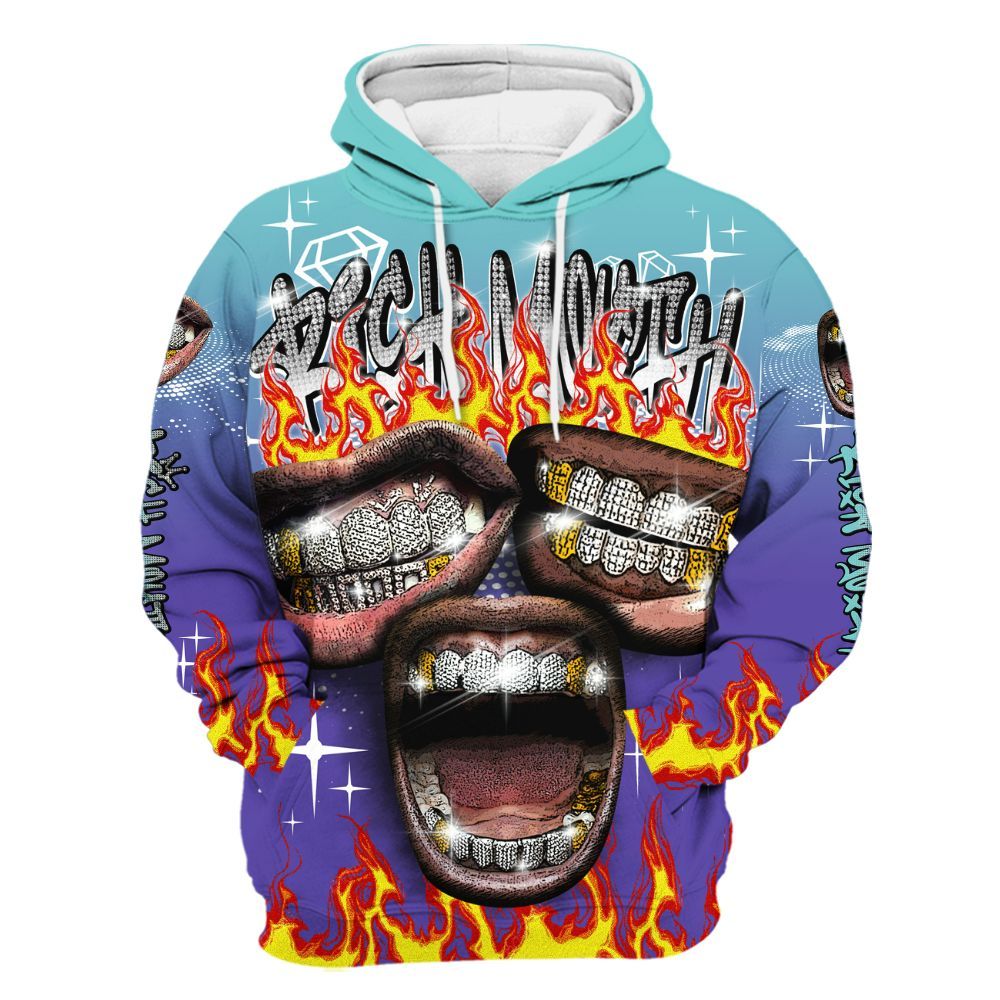 Hoodie To Match Low Hornets 1s - Rich Mouth Fire Rap Retro 90s All Over Print