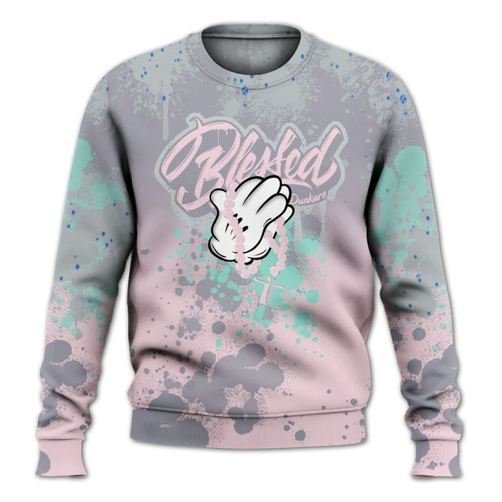 Sweatshirt To Match Retro Easter 5s - God Blessed Ink Drip All Over Print