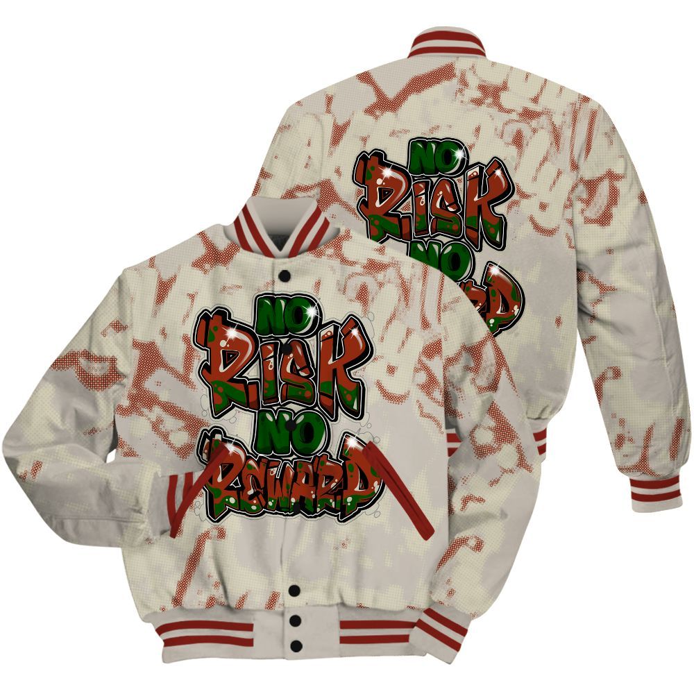 Varsity Jacket To Match El Grito 5s Shirt - No Risks No Reward Street All Over Print