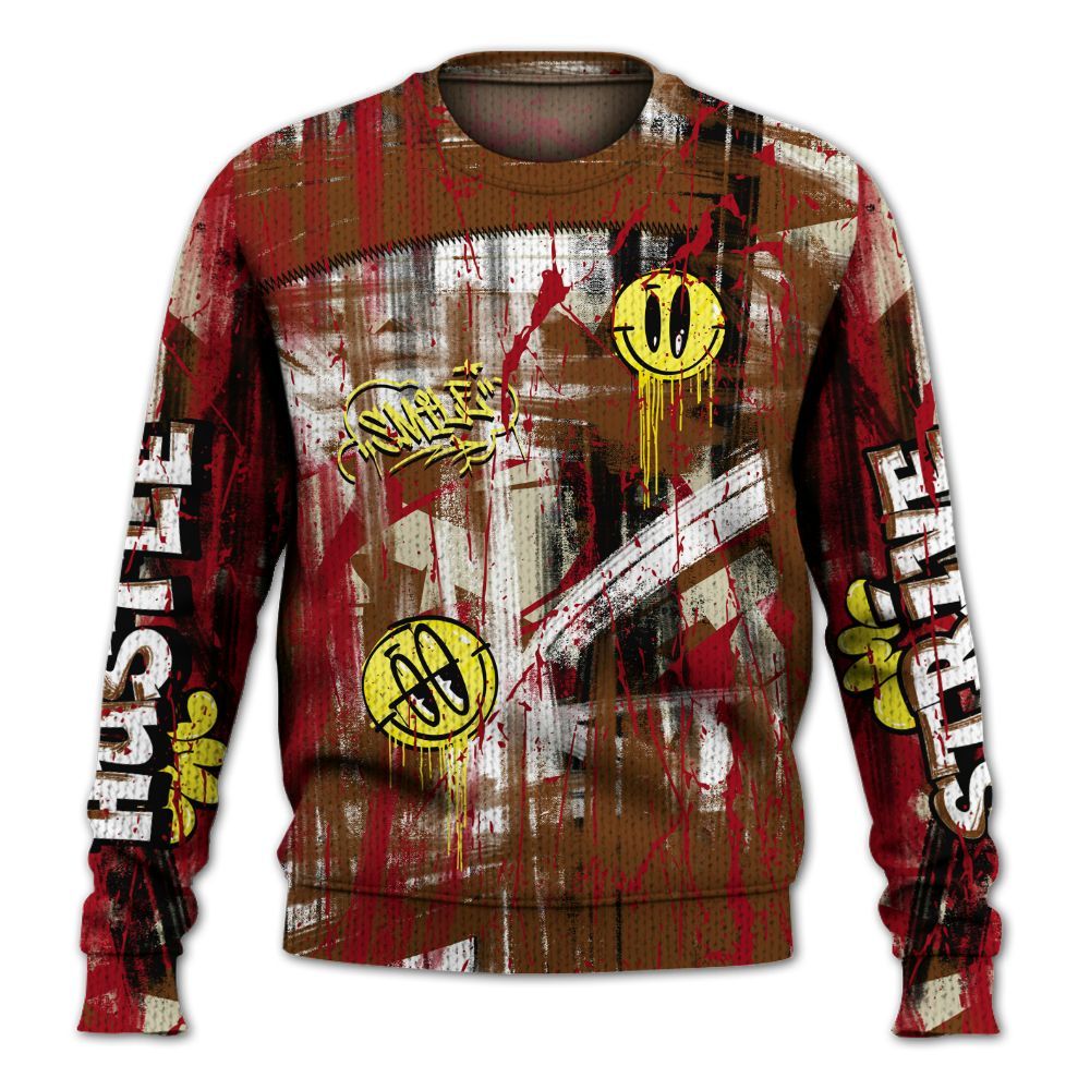 Knitted Sweater To Match Archaeo Brown 5s - Money Skull Smile Fire