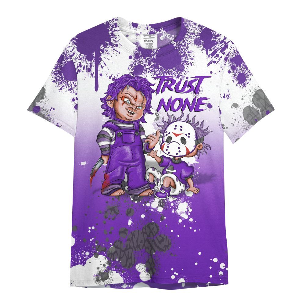 Shirt To Match Retro Dark Iris 3s - Trust No One Scary All Over Print
