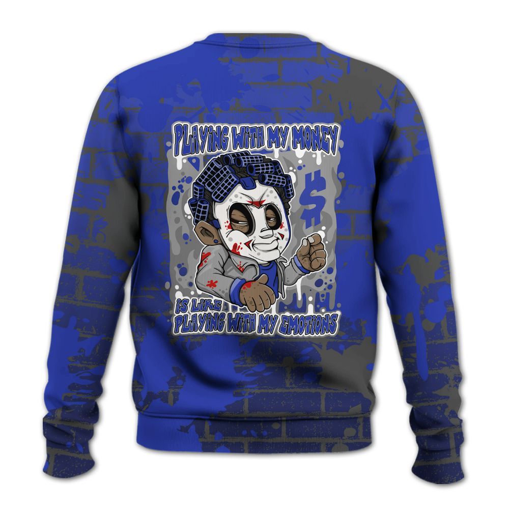Sweatshirt To Match Air Max Plus Black Racer Blue - Playing With My Money Graphic Halloween All Over Print