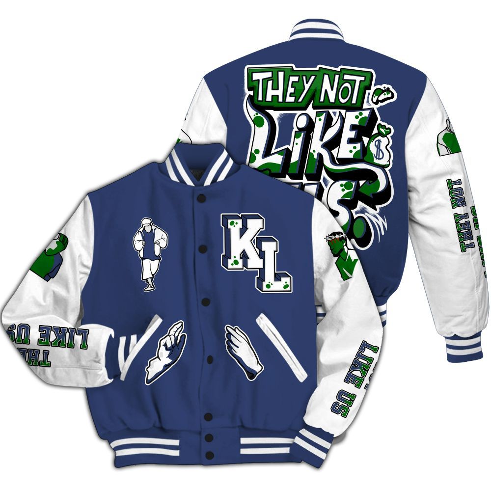 Varsity Jacket To Match Midnight Navy 13s - Dislike Us Graphic All Over Print