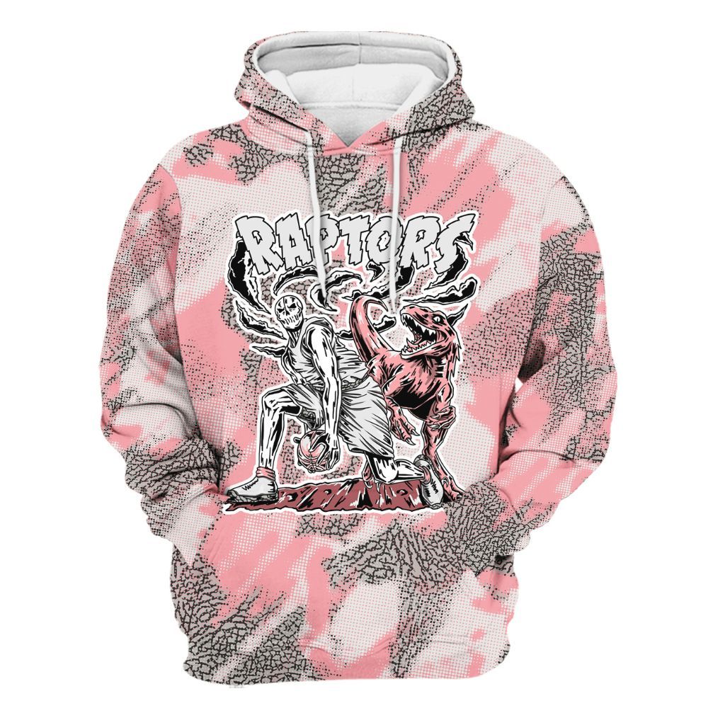 Hoodie To Match Retro Wings 3s - Raptors Skeleton Abstract Halftone All Over Print