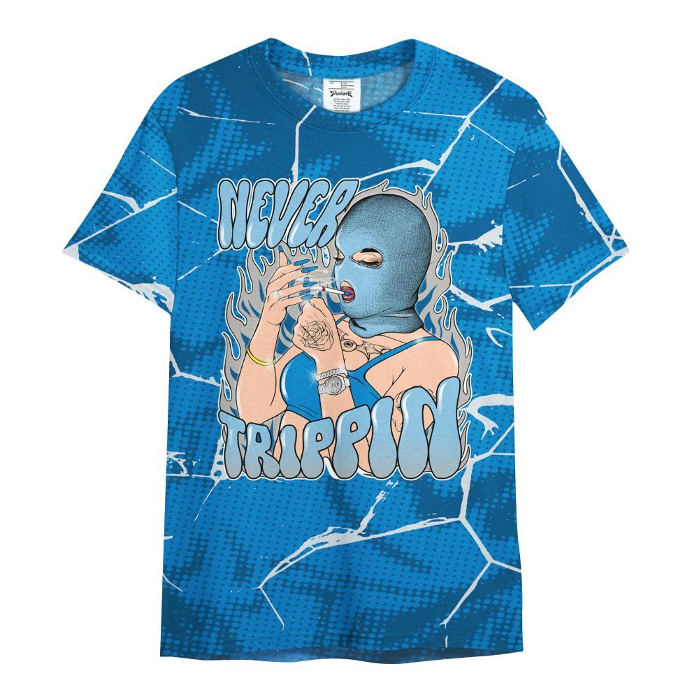 Shirt To Match Industrial Blue 4s - Ne'er Trippin' Unique Crack All Over Print