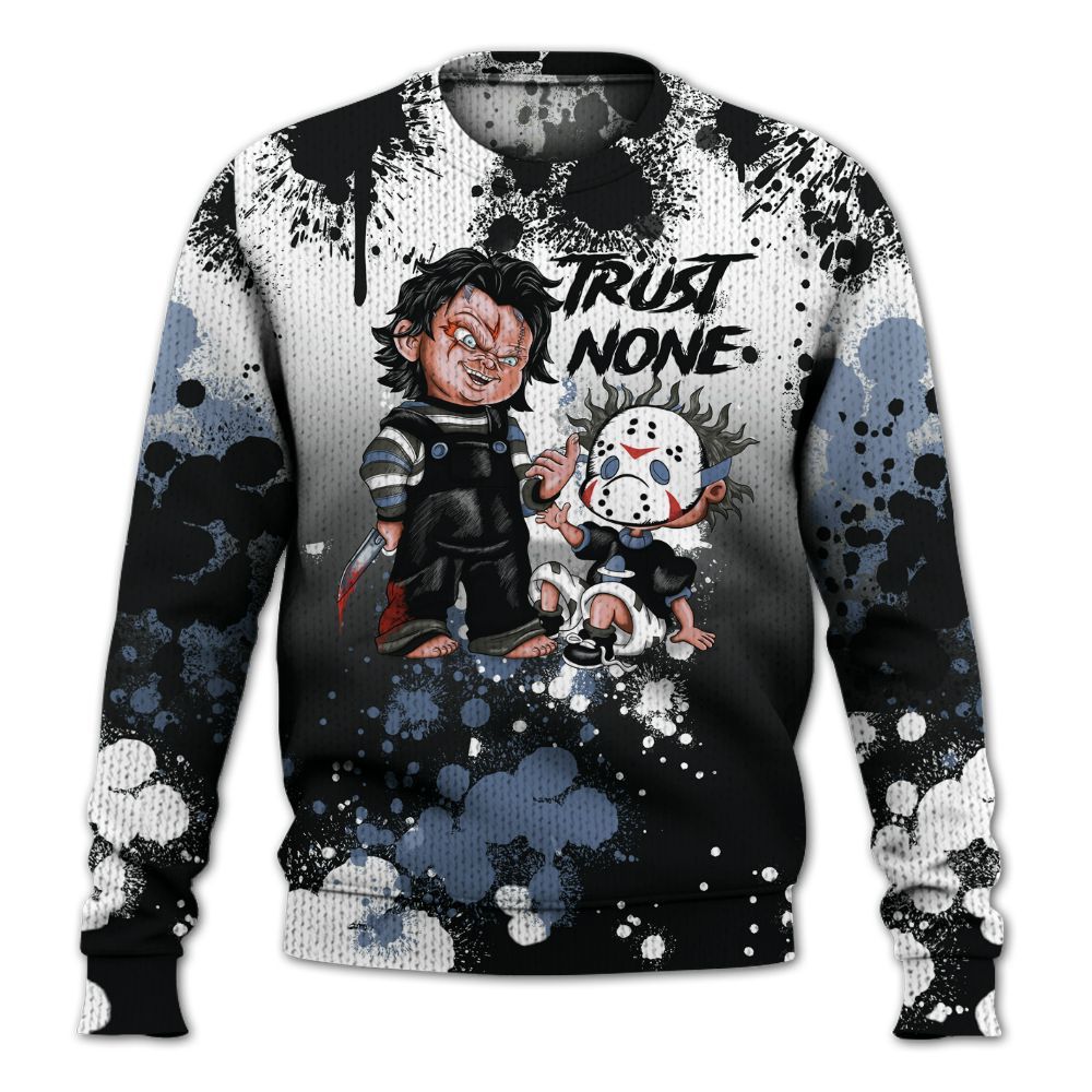 Knitted Sweater To Match Mid Space Jam 1s - Trust No One Scary