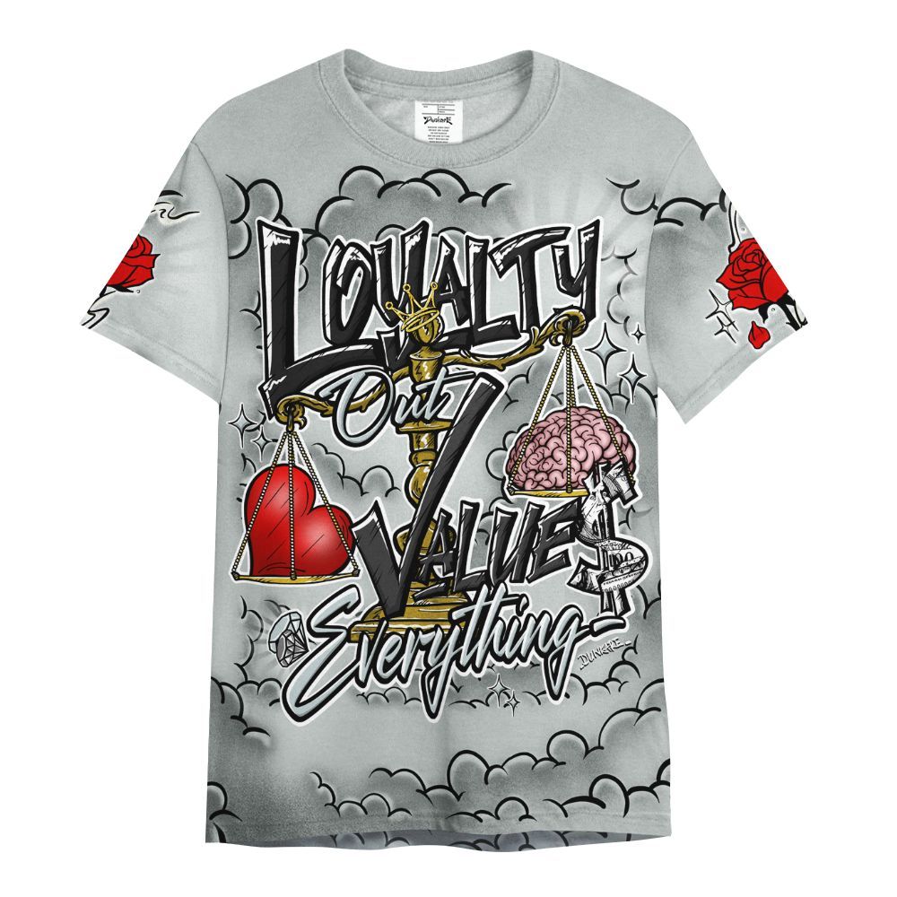 Shirt To Match Black Wolf Grey 12s - Loyalty Wins Everything All Over Print