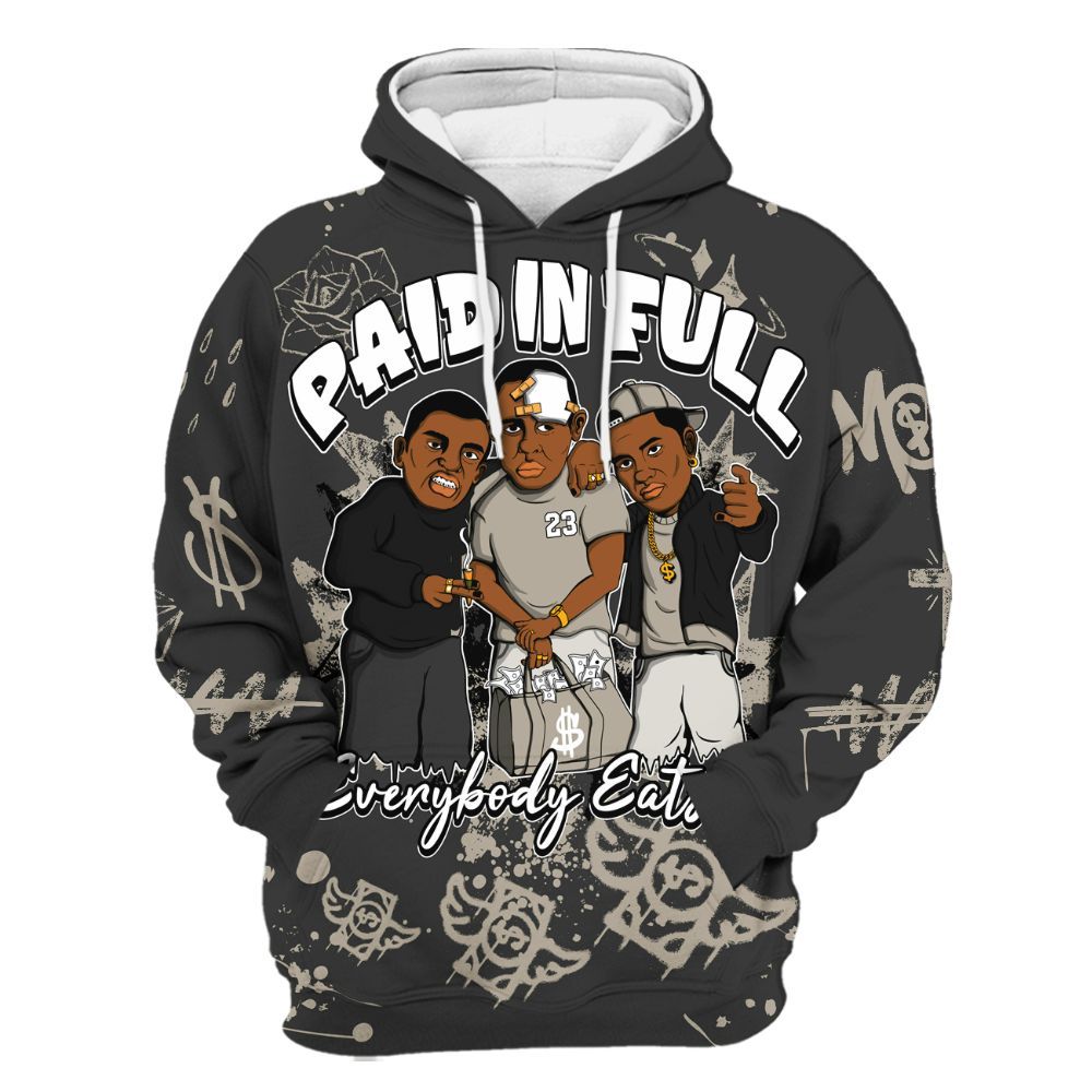 Hoodie To Match RM Light Bone 4s - Everybody Paid In Full Crayon All Over Print