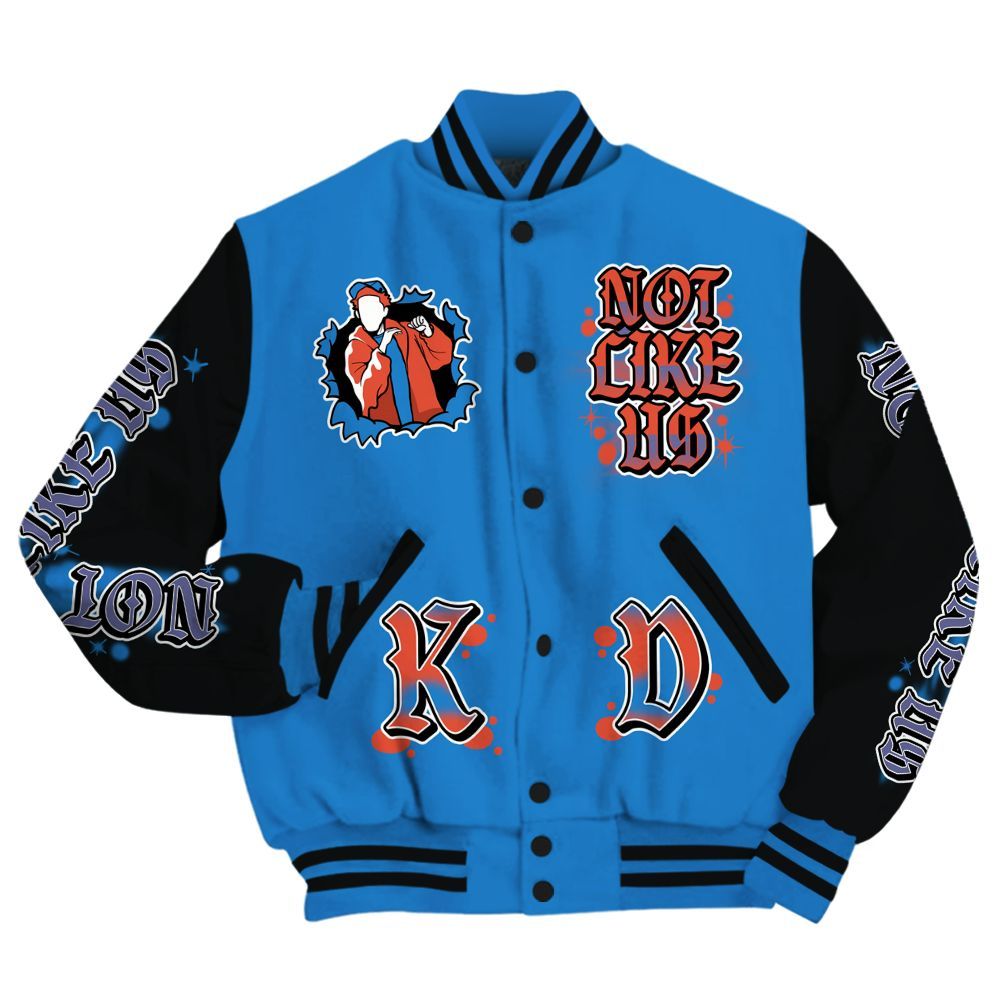 Varsity Jacket To Match Hi-Res Blue 700s - None Like Us Graphic All Over Print