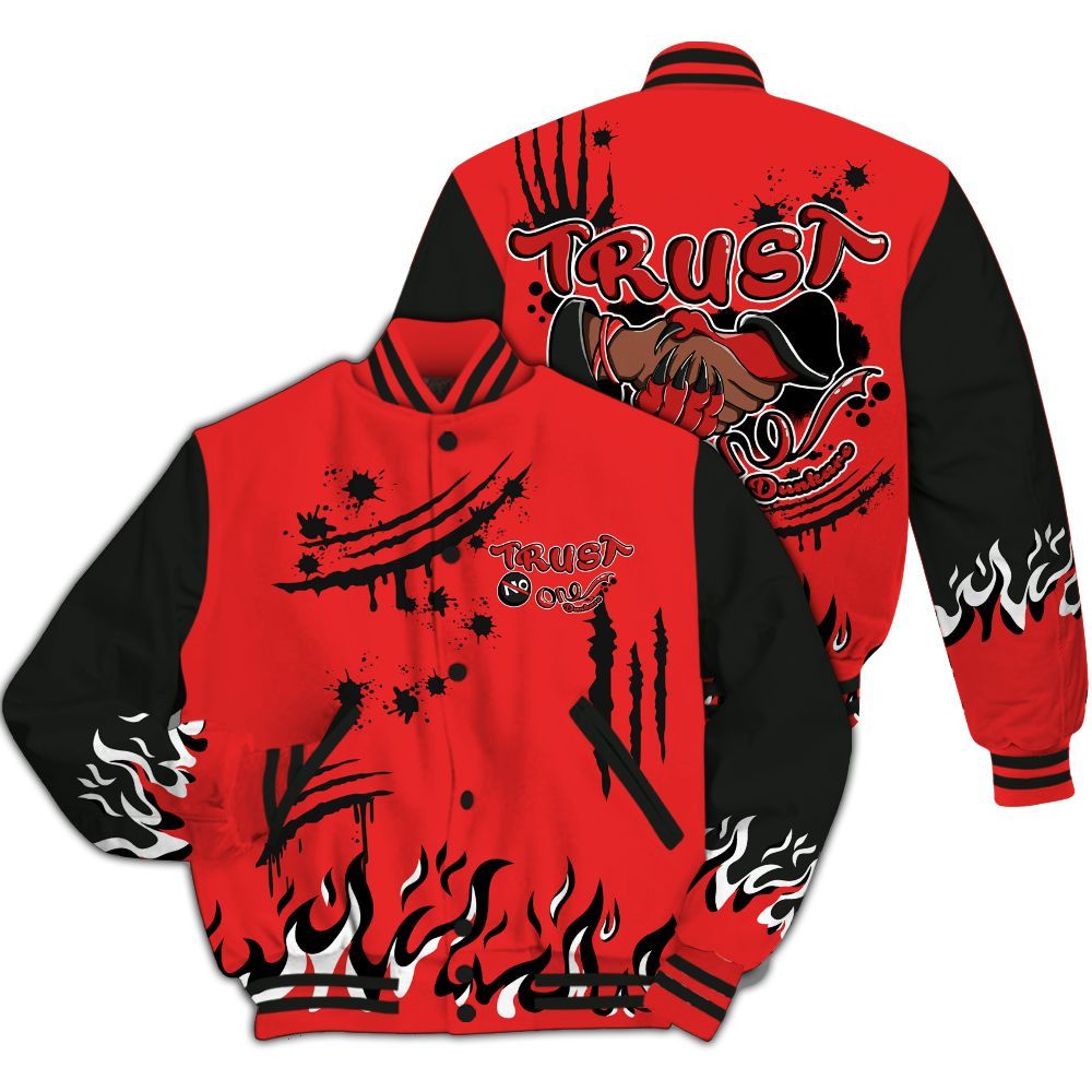 Varsity Jacket To Match Red Thunder 4s - Graphic Trust No One All Over Print