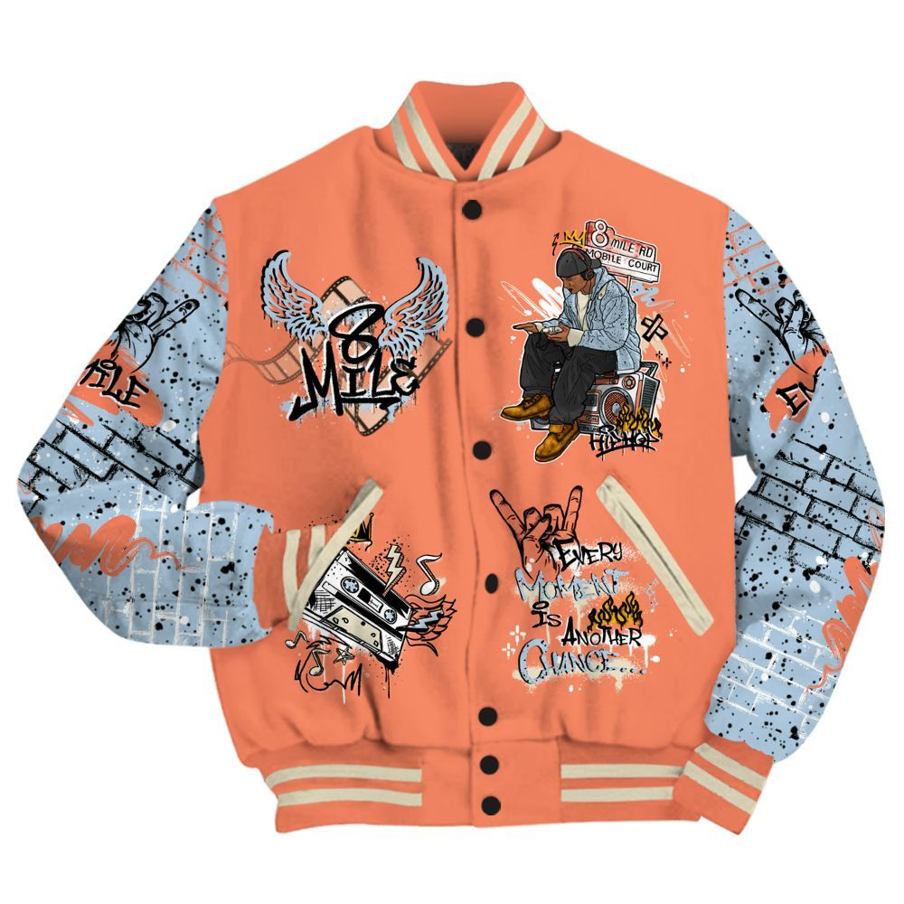Varsity Jacket To Match Dunk Low Strawberry Waffle - 8Mile Movie Graffiti All Over Print