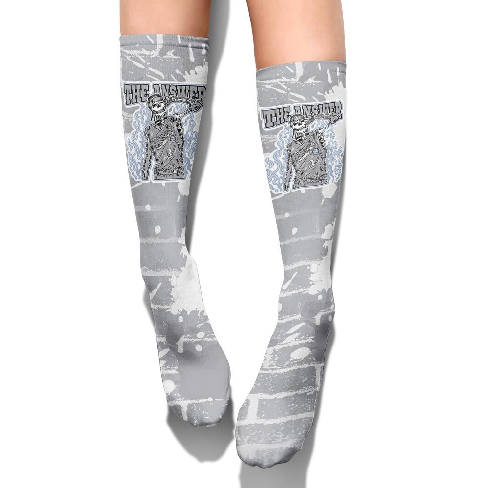 Sock To Match Low OG Wolf Grey 1s - Allen Answer Skeleton Brick