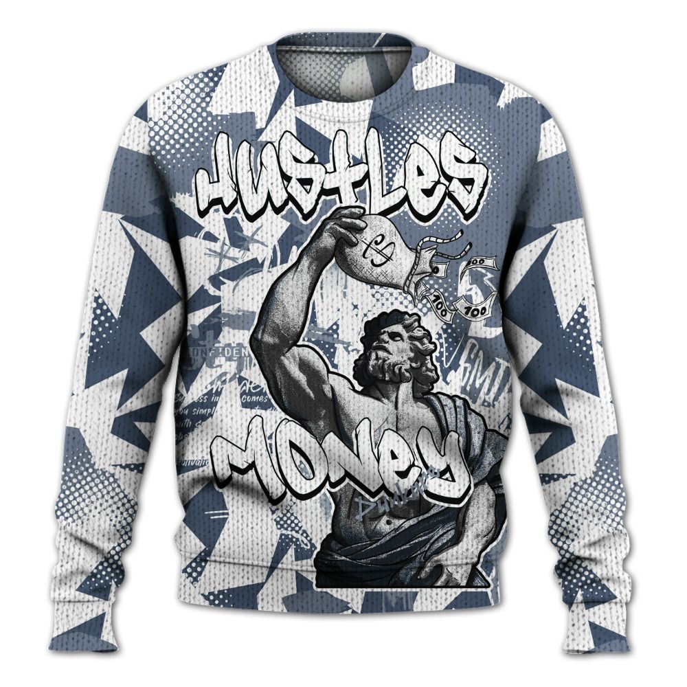 Knitted Sweater To Match Low Diffused Blue 11s - Huslte Money Retro