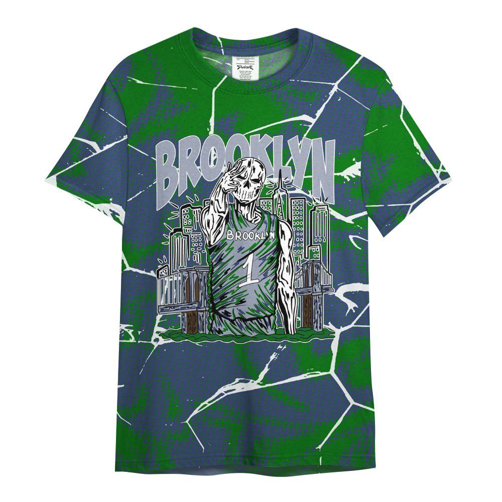 Shirt To Match Midnight Navy 13s - Brooklyn's Skeleton Crack All Over Print
