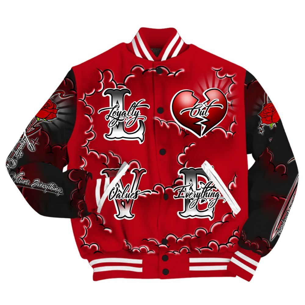 Varsity Jacket To Match Bred Velvet 11s - Loyalty Wins Everything All Over Print