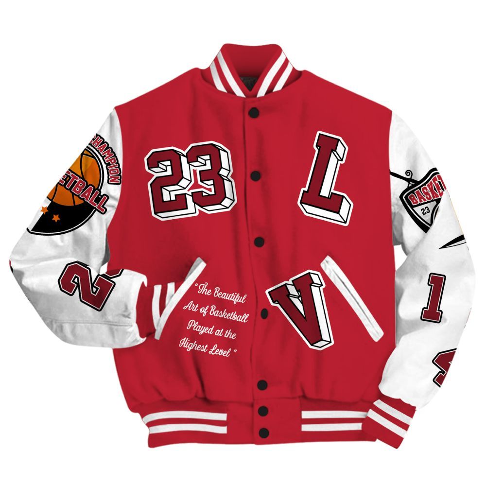 Varsity Jacket To Match Red Flint 13s - The GOAT Got Em Streetwear All Over Print