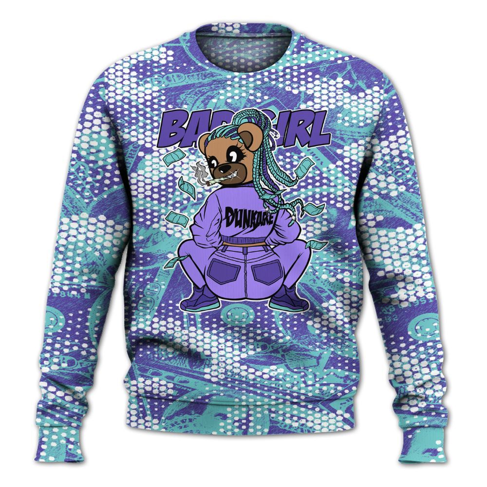 Sweatshirt To Match Low Hornets 1s - Rebellious Girl Bear Banknotes Art All Over Print