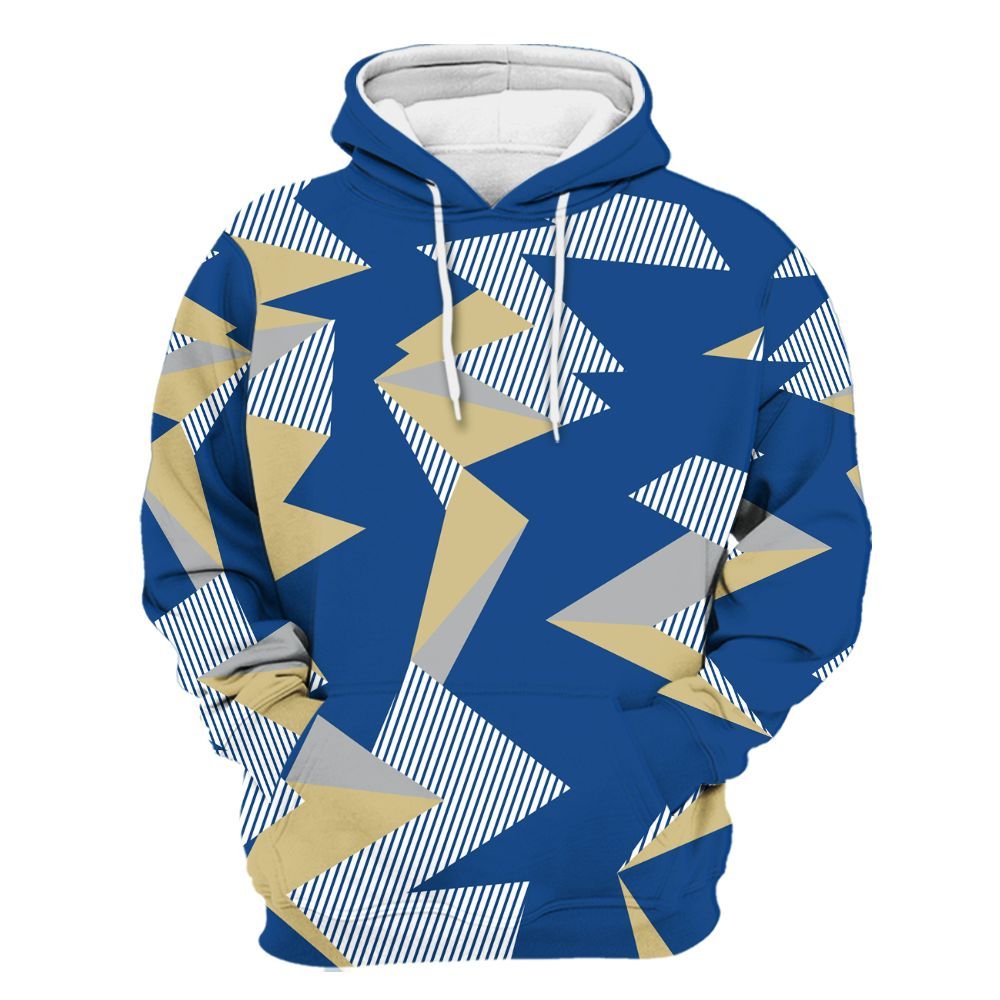 Hoodie To Match Air Ship Royal Blue - Geometric Camouflage Pattern All Over Print