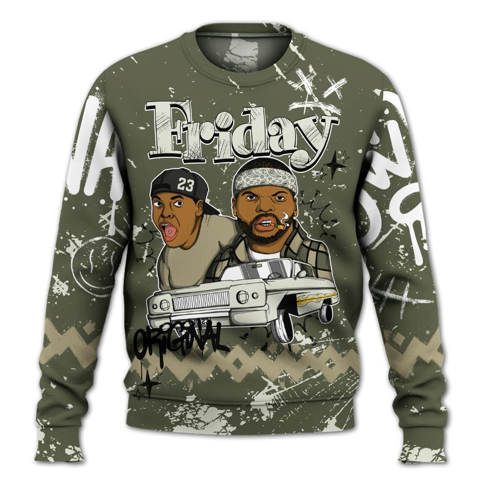 Sweatshirt To Match Low OG Medium Olive 1s - Friday Sneaker Crayon All Over Print