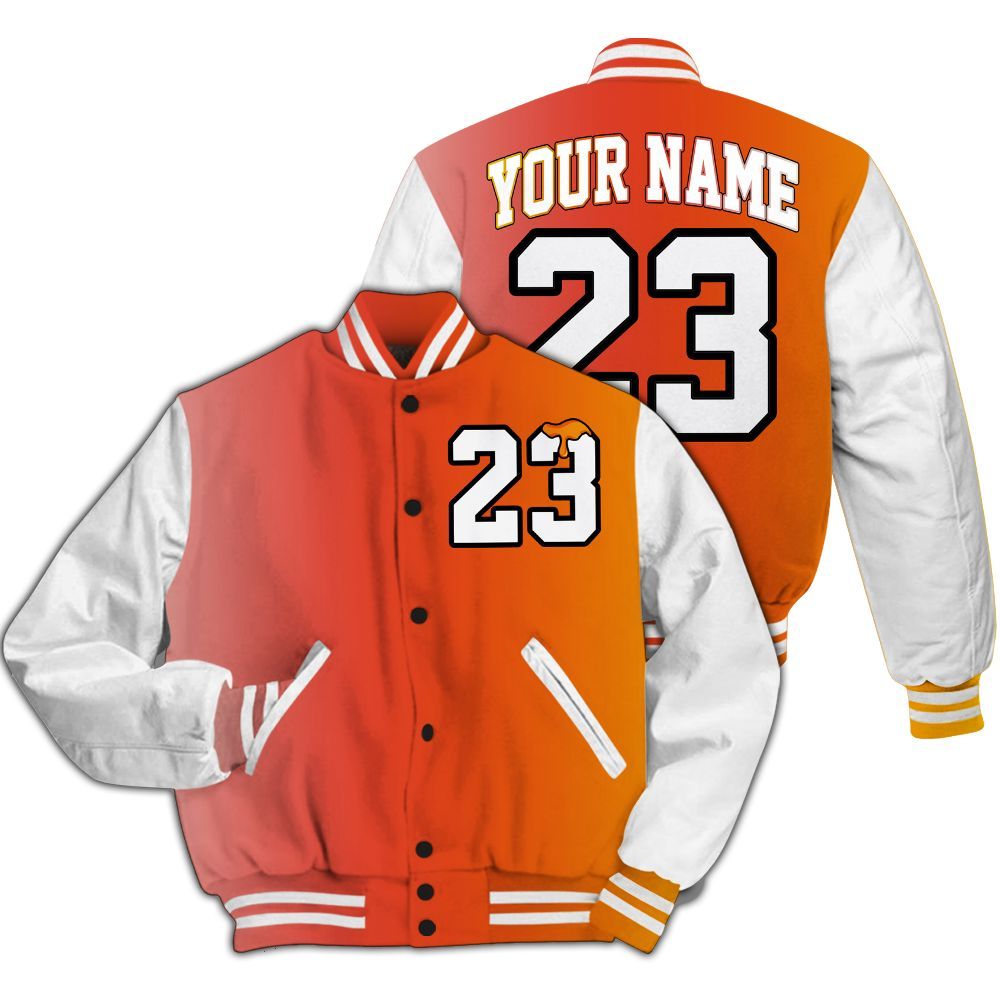 Varsity Jacket To Match Dunk High Candy Corn - Custom Name Number 23 Drip All Over Print