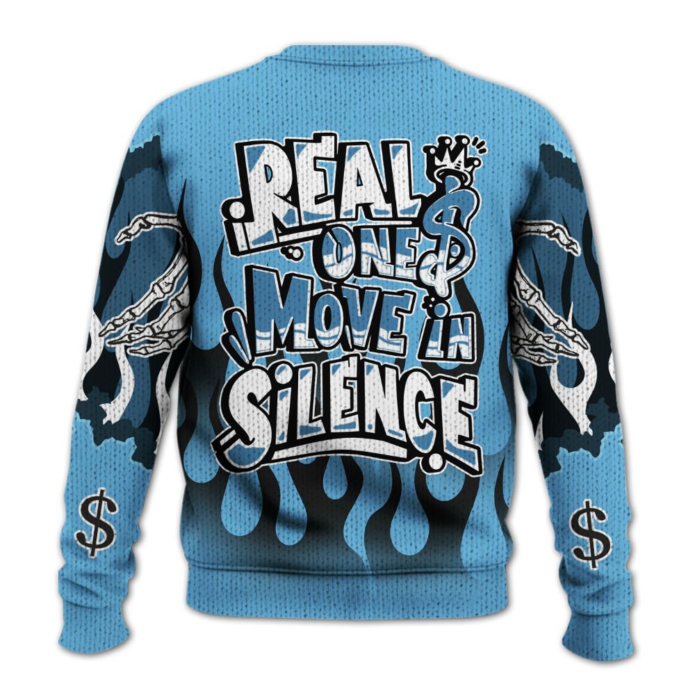 Knitted Sweater To Match Melo 12s - Ones Move In Silence Graphic Trapped