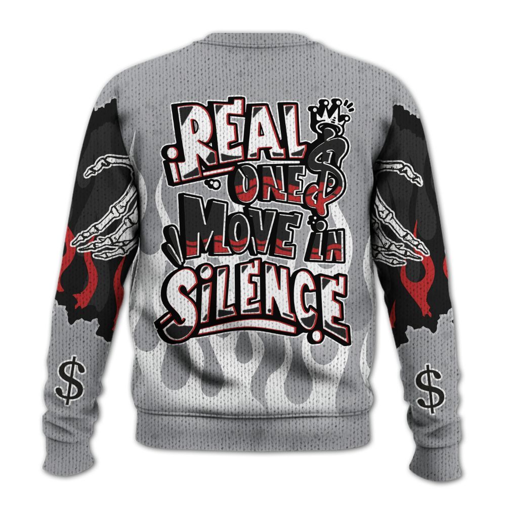 Knitted Sweater To Match White Cement 4s - Ones Move In Silence Graphic Trapped
