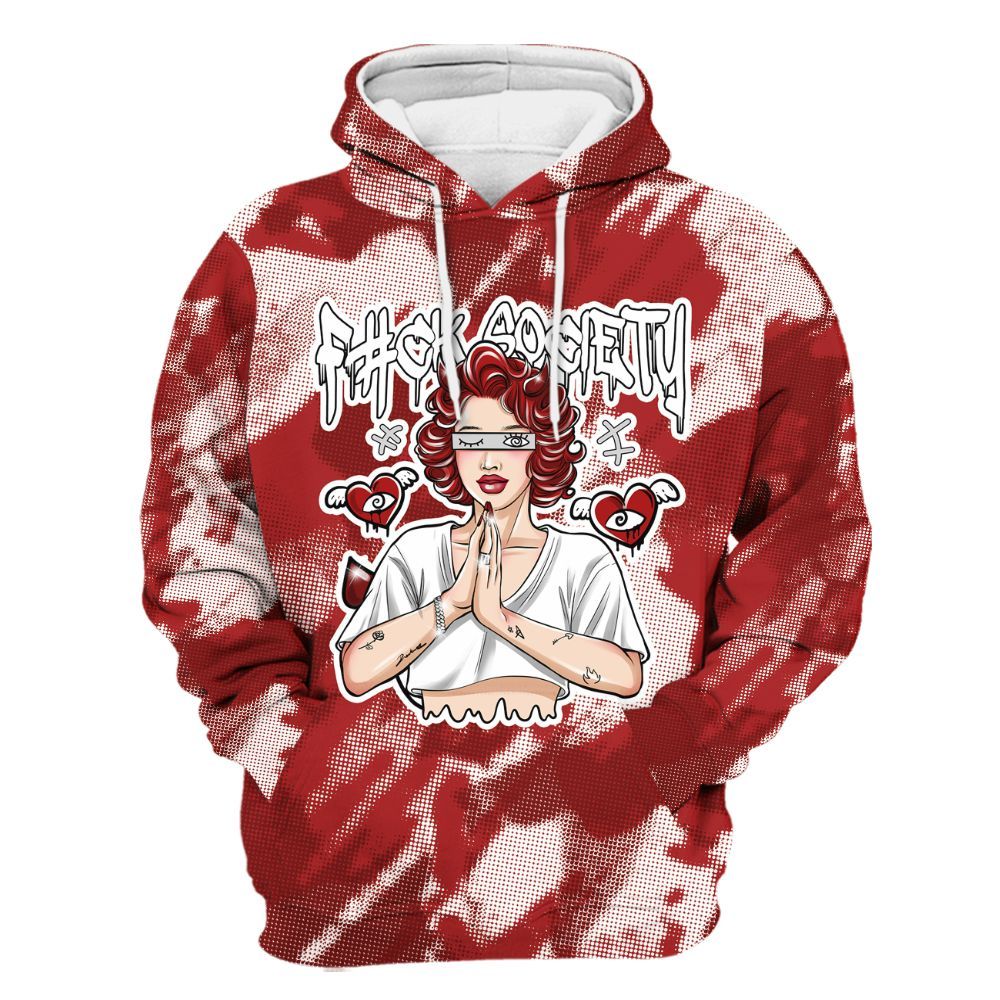 Hoodie To Match Red Taxi 12s - F#ck Xociety Halftone All Over Print