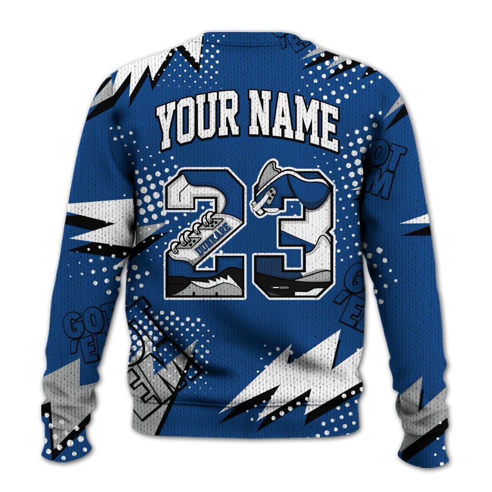 Knitted Sweater To Match Air Ship Royal Blue - Custom Name Number 23 5s