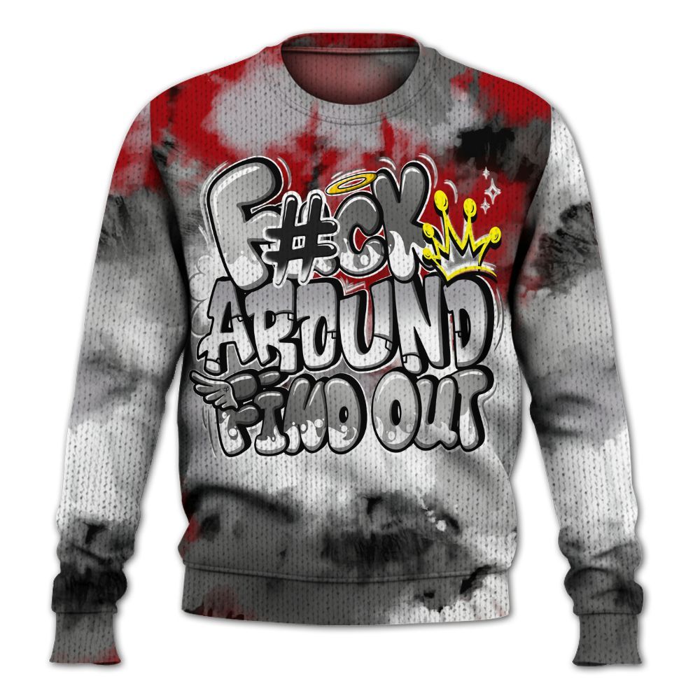 Knitted Sweater To Match Metallic Silver 14s - Tie Dye FK Around Find Out