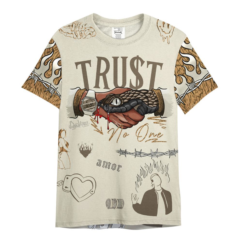 Shirt To Match Orewood Brown 3s - Snake Trust No One All Over Print