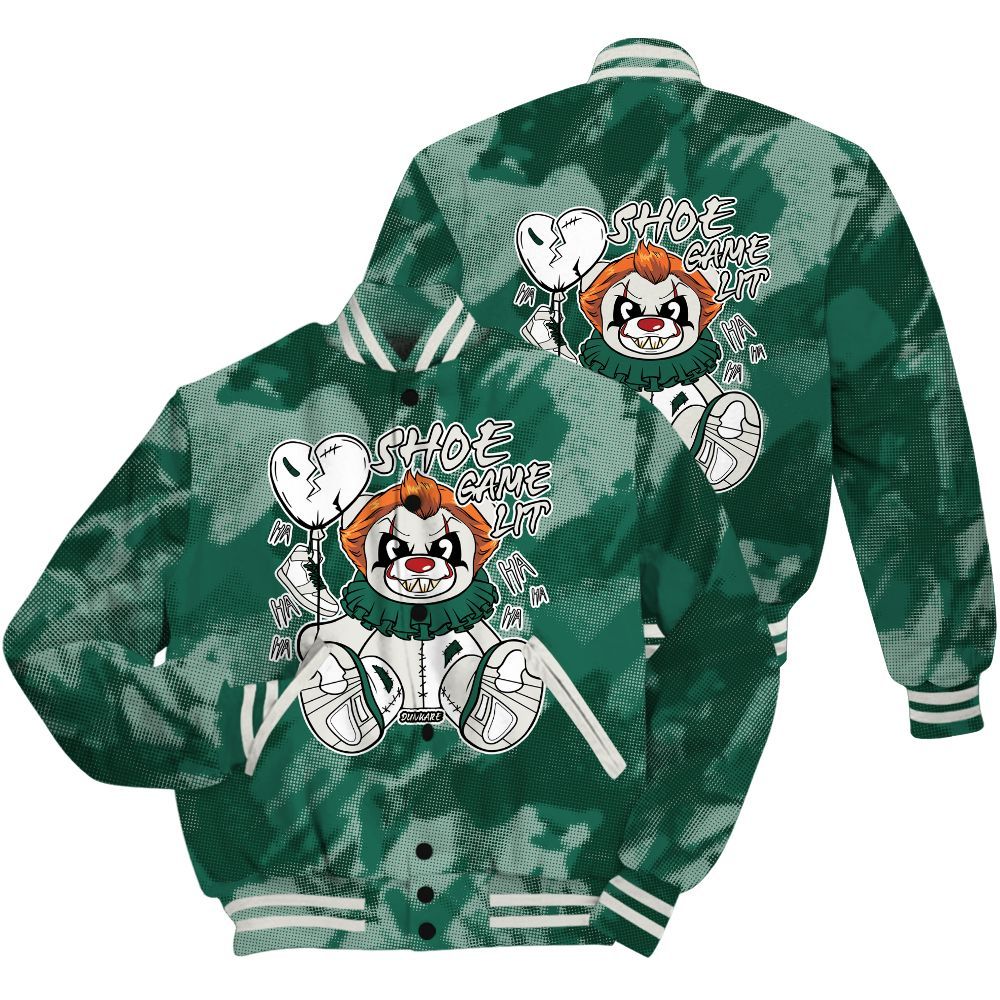 Varsity Jacket To Match Oxidized Green 4s Shirt - Shoe Game Bear Abstract Halftone All Over Print