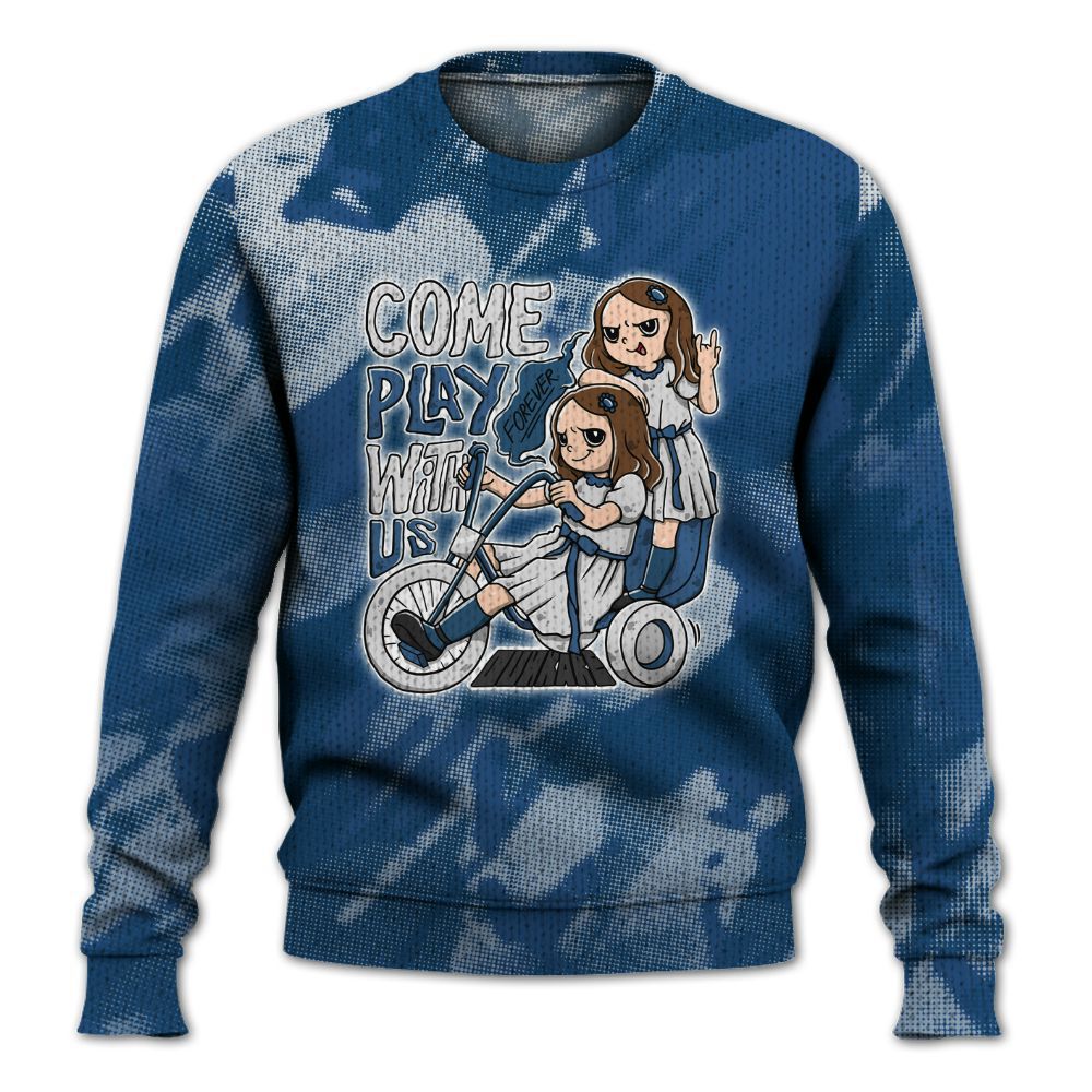 Knitted Sweater To Match High OG Midnight Navy 1s - Come Hangout Halloween Abstract Halftone