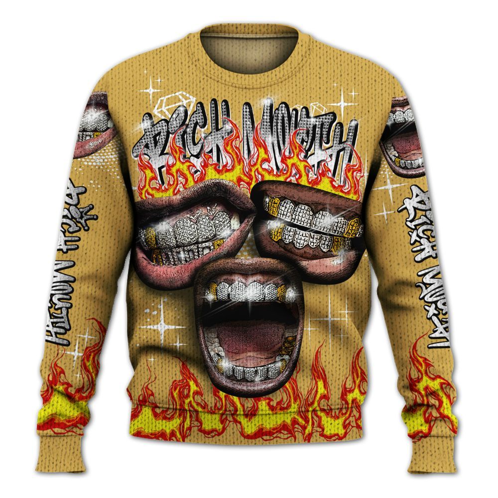 Knitted Sweater To Match Retro Light Ginger 14s - Rich Mouth Fire Rap Retro 90s