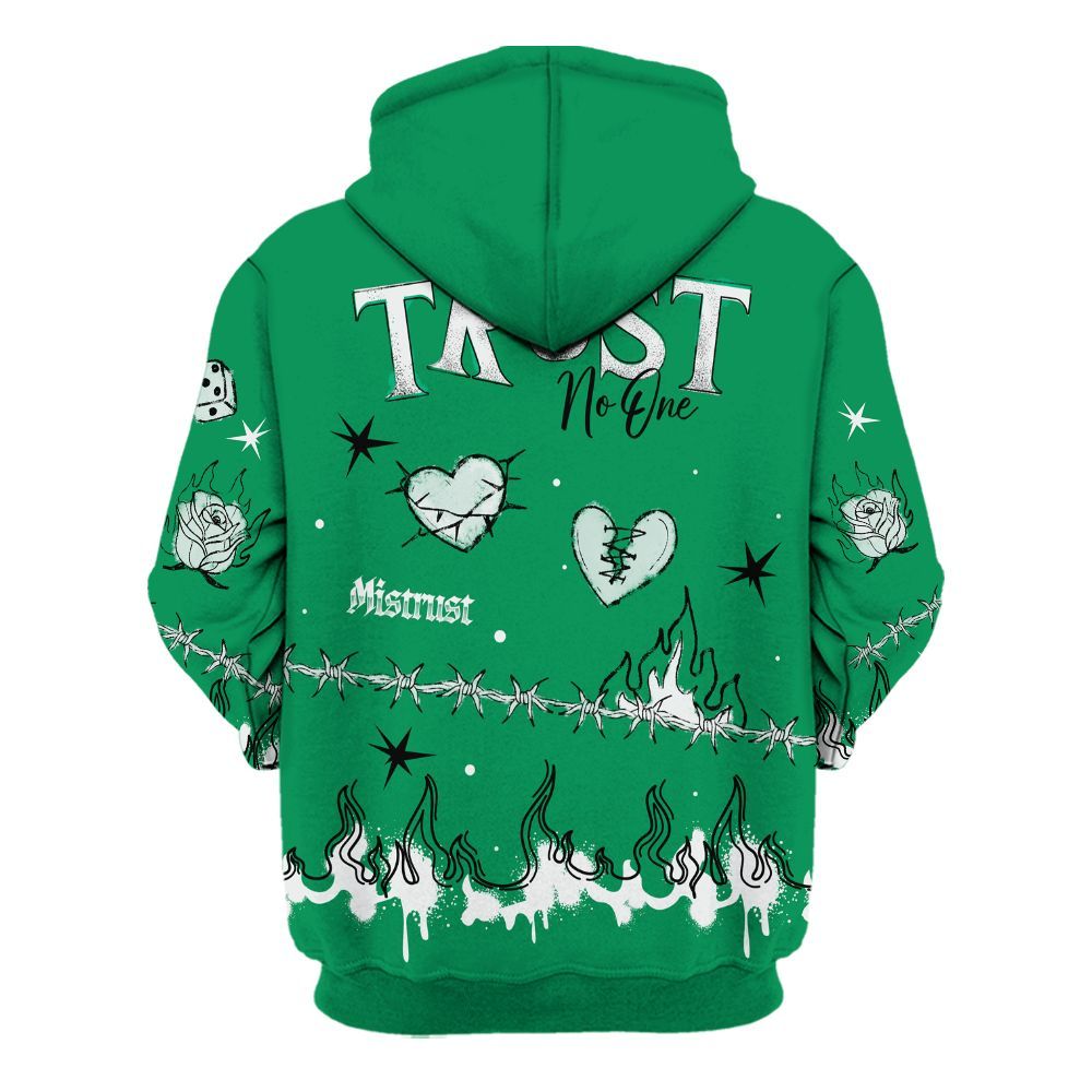 Hoodie To Match Mid Lucky Green 1s - Trust No One Snake-Bite Doodle Crayon All Over Print