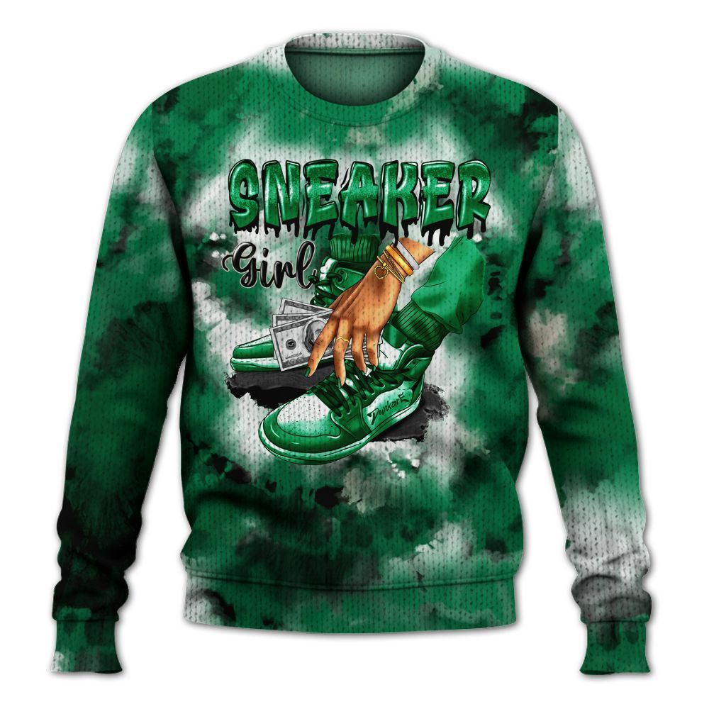 Knitted Sweater To Match Lucky Green 2s - SNEAKER Girl Money Drip Tie Dye