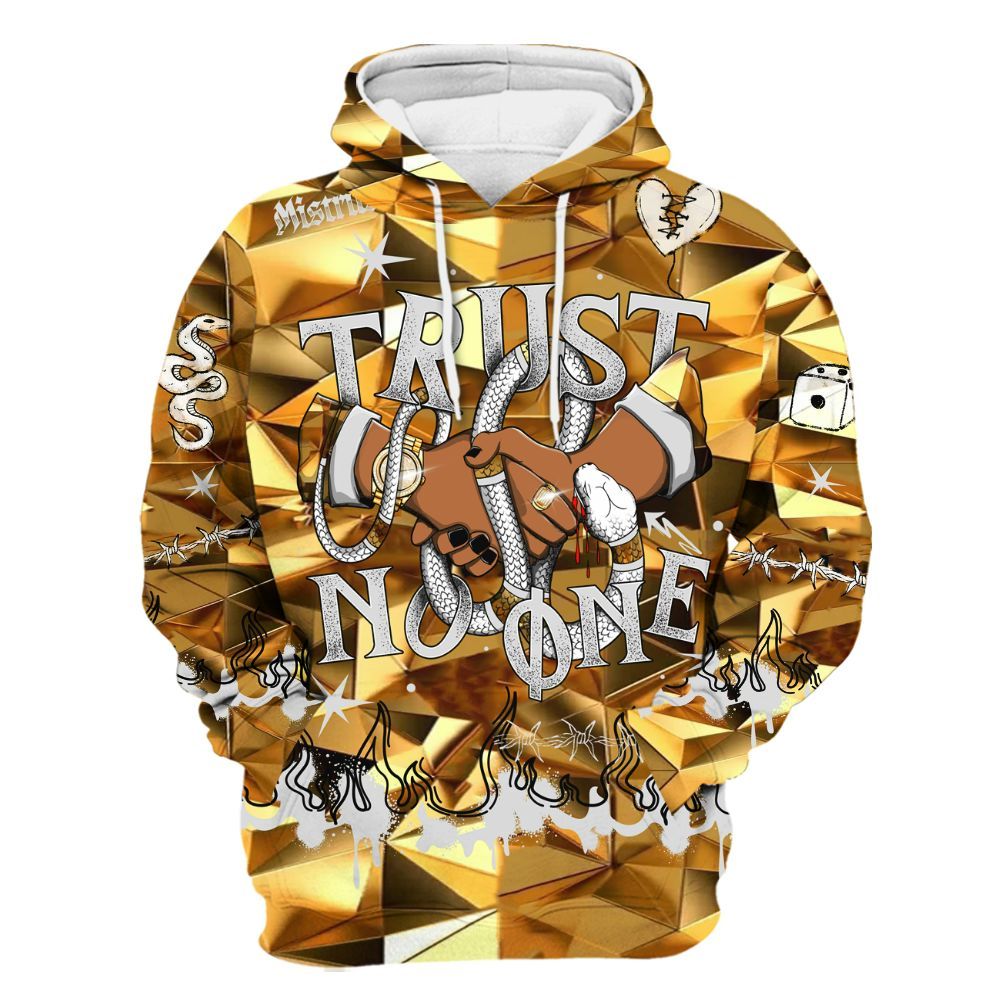 Hoodie To Match NET Gold 4s - Trust No One Snake-Bite Doodle Crayon All Over Print