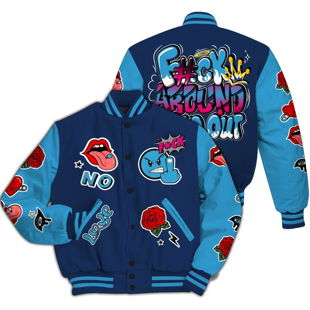Varsity Jacket To Match Air Max 180 University Blue - FK Around Find Out All Over Print