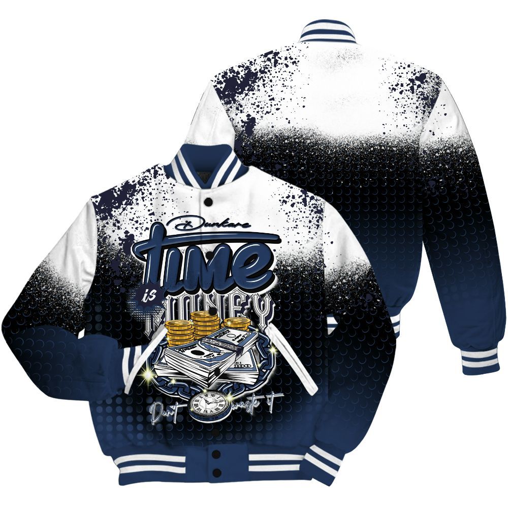 Varsity Jacket To Match Low 85 Metallic Blue 1s Shirt, Halftone Time Is Money All Over Print