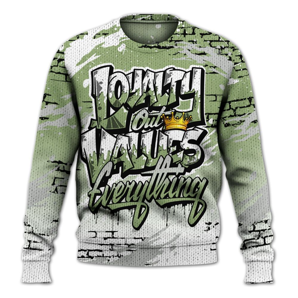 Knitted Sweater To Match Oil Green 4s - Values Of Loyalty Drip