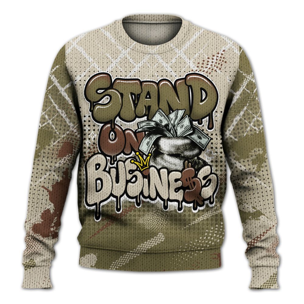 Sweater To Match Sail Neutral Olive 6s - Halftone Stand Business Dripping Graphic